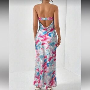 Floral Maxi Dress in Pink and Blue